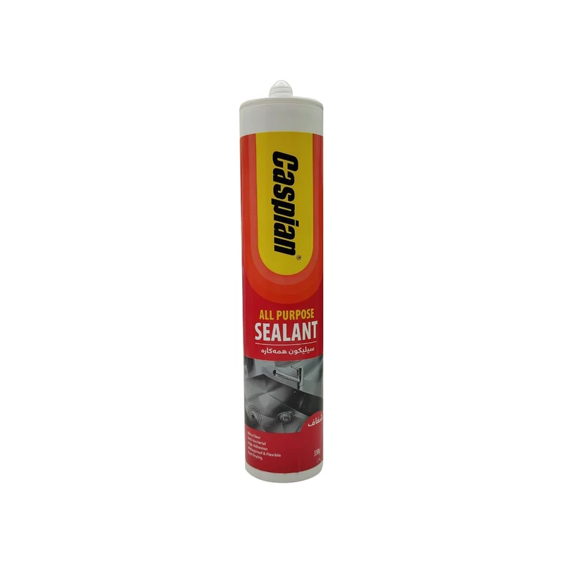 چسب سیلیکون همه کاره کاسپین مدل شفاف حجم 330 میلی لیتر