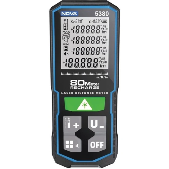 متر لیزری 80 متری نور سبز شارژی نووا مدل 5380