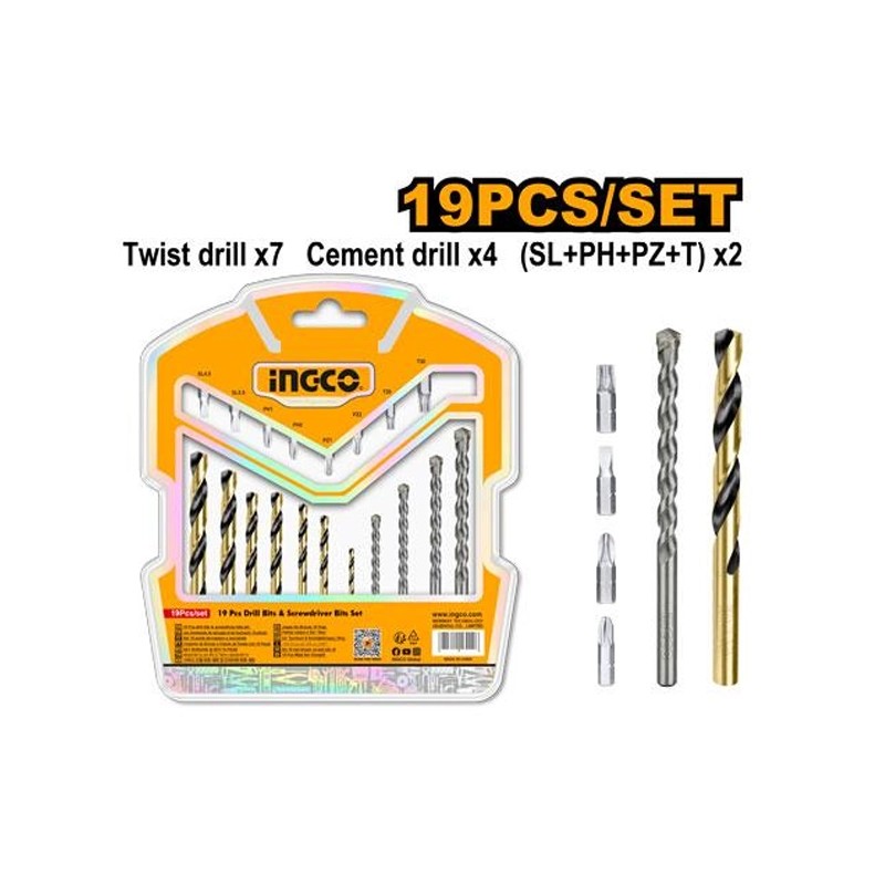مجموعه 19 عددی مته و سری پیچ گوشتی اینکو مدل AKSDB1901 - تصویر ۲