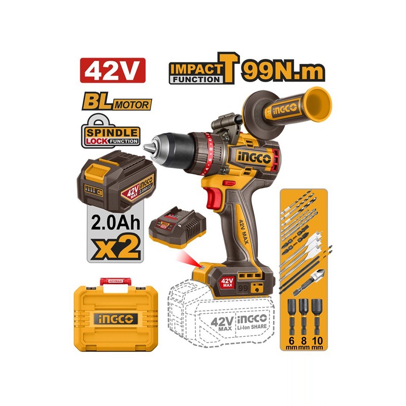 دریل چکشی شارژی 42 ولت  اینکو مدل CIDLI429982