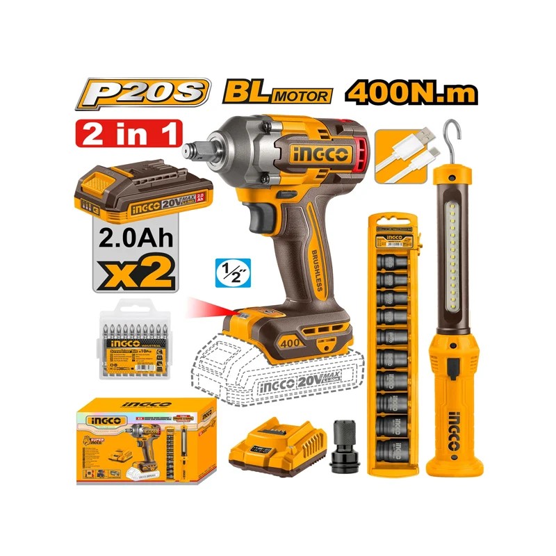 ست بکس شارژی براشلس و چراغ شارژی اینکو مدل COSLI23048