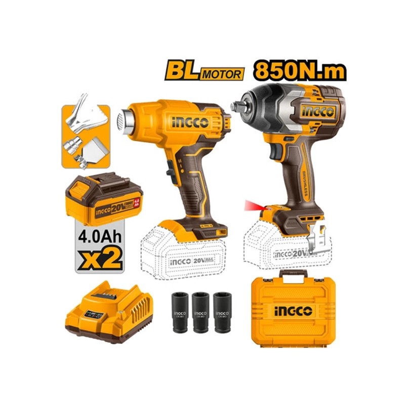 ست بکس شارژی براشلس و سشوار صنعتی شارژی اینکو مدل COSLI240489