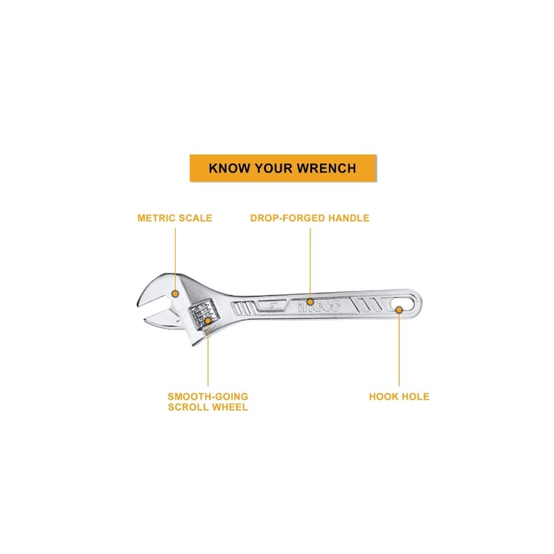 آچار فرانسه 10 اینچ اینکو مدل HADW131102 - تصویر ۴