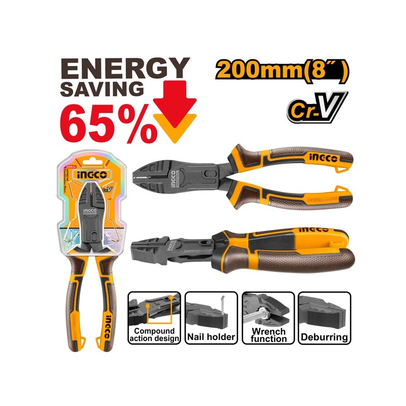انبر دست فوق حرفه ای 8 اینچ اینکو مدل HCCP58200 - تصویر ۲