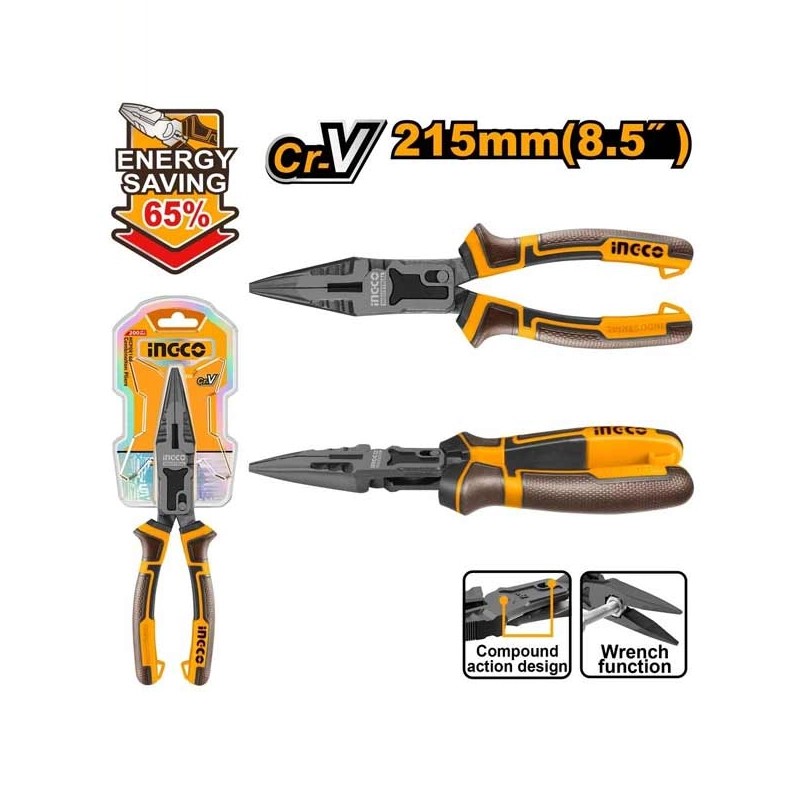 انبر دم باریک فوق حرفه ای 8.5 اینچ اینکو HCLNP58200 - تصویر ۲
