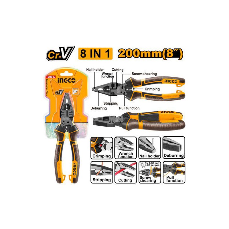 انبردست 8 اینچ حرفه ای 8 کاره اینکو مدل HMFCP28200