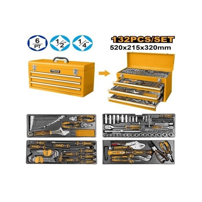 ست جعبه ابزار 132 پارچه اینکو مدل HTCS221321 - تصویر ۲